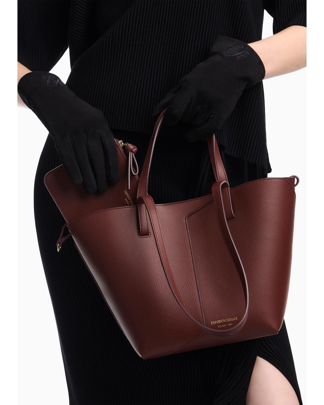 Emporio Armani Purple 1981 Mini Leather Shoulder Bag