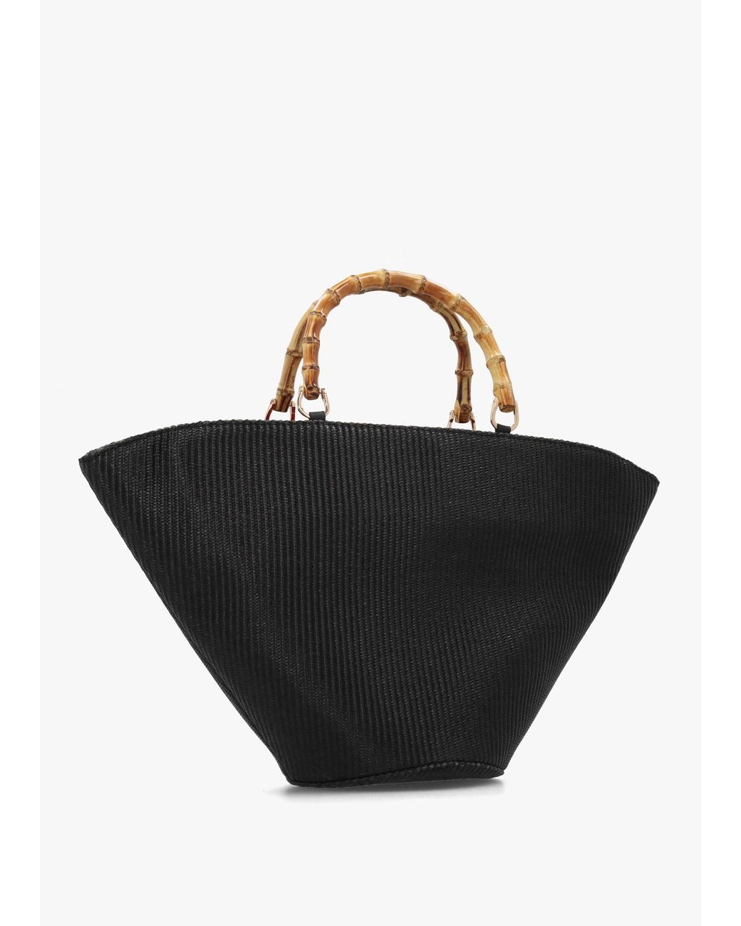 Sorena Black One-Of-A-Kind Ithacas Woven Straw Basket Tote Bag