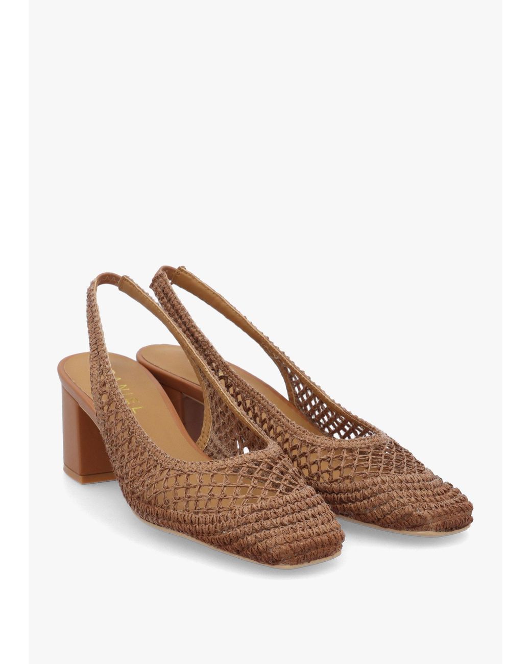 Daniel Brown Rosie Tan Woven Sling Back Heeled Court Shoes