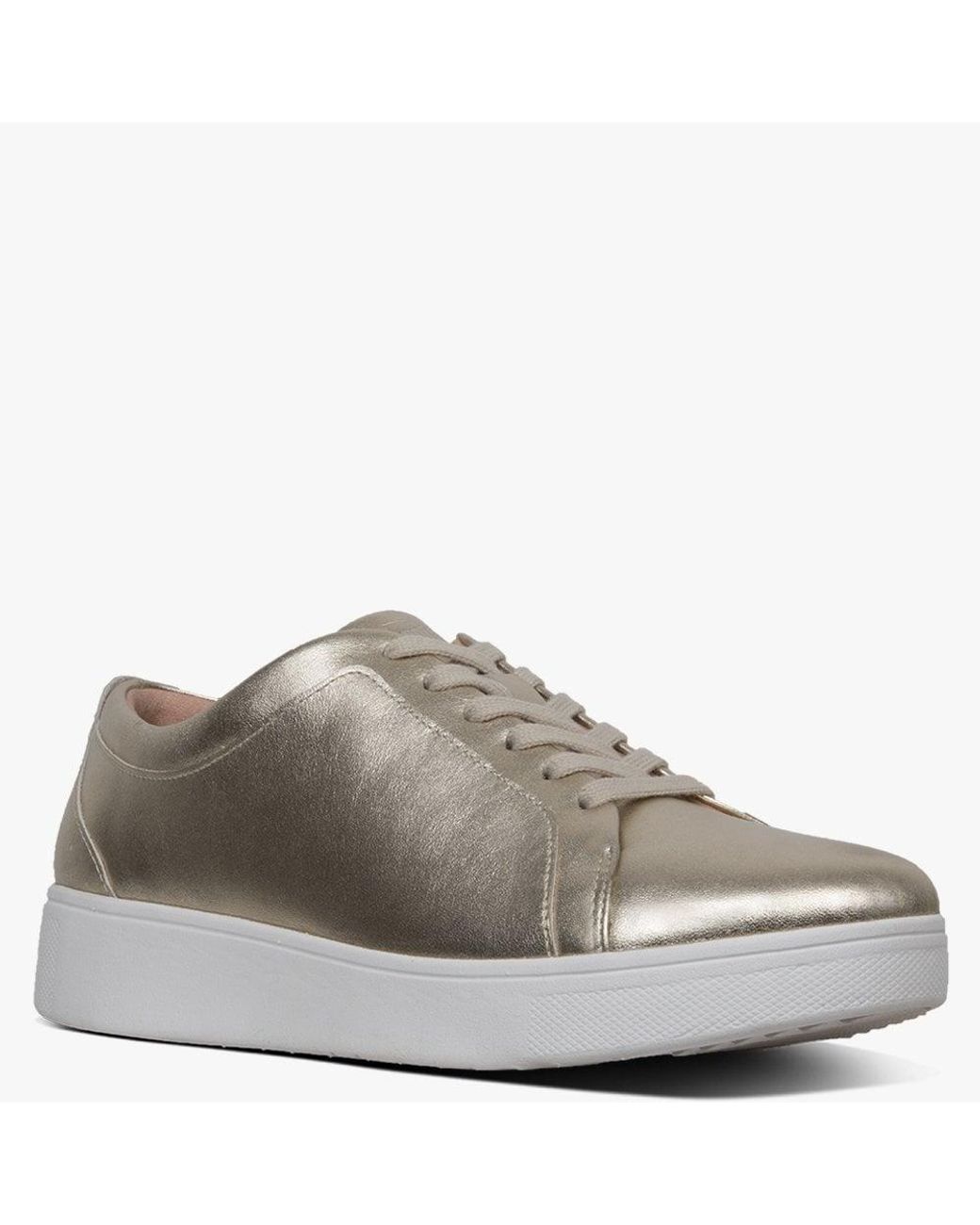 Fitflop Rally Platino Leather Lace Up Trainers Lyst UK