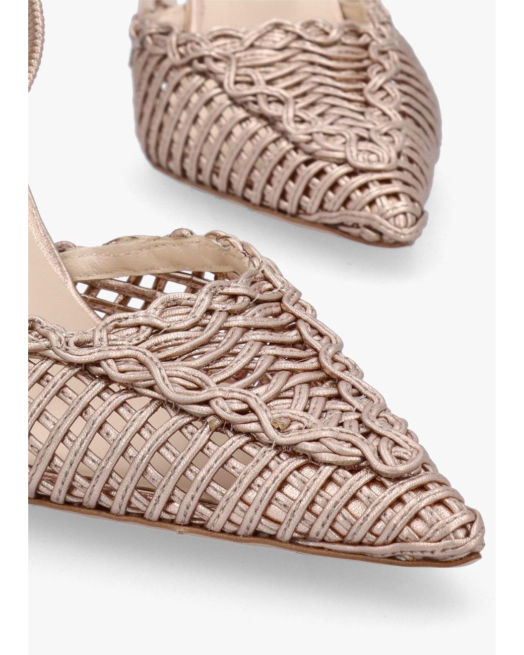 Daniel White Tiffi Rose Gold Metallic Leather Woven Sling Back Court Shoes