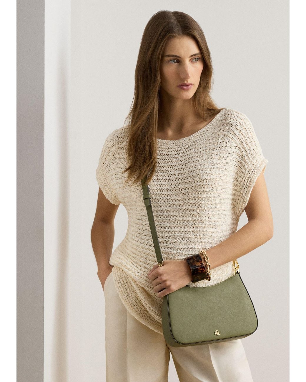 Ralph Lauren Green Danni 26 Shoulder Bag