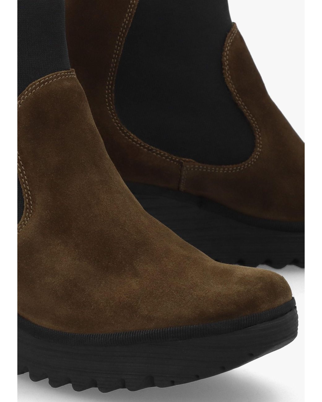 Fly London Black Yade Suede Wedge Chelsea Boots