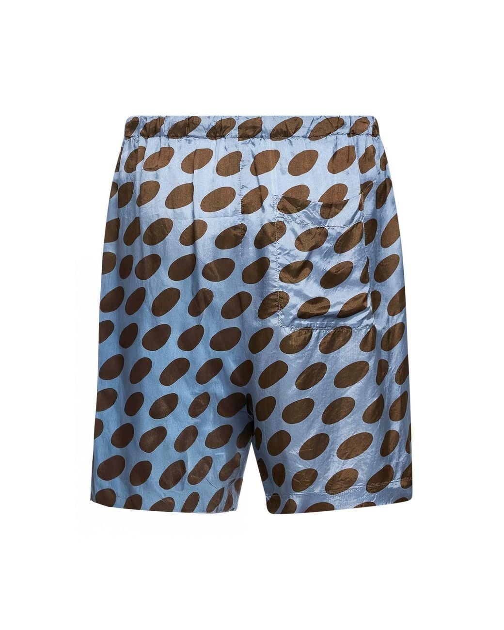 Dries Van Noten Blue Steel Cupro Soft Ellipses-Printed Shorts for men