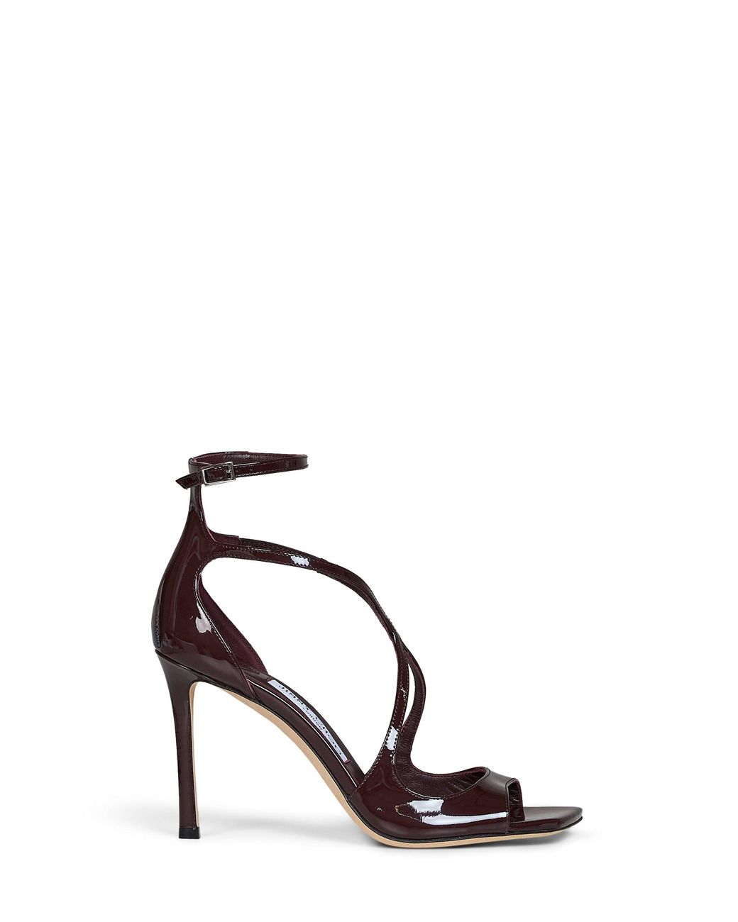 Jimmy Choo White Deep Merlot Patent Leather Azia 95 Sandals