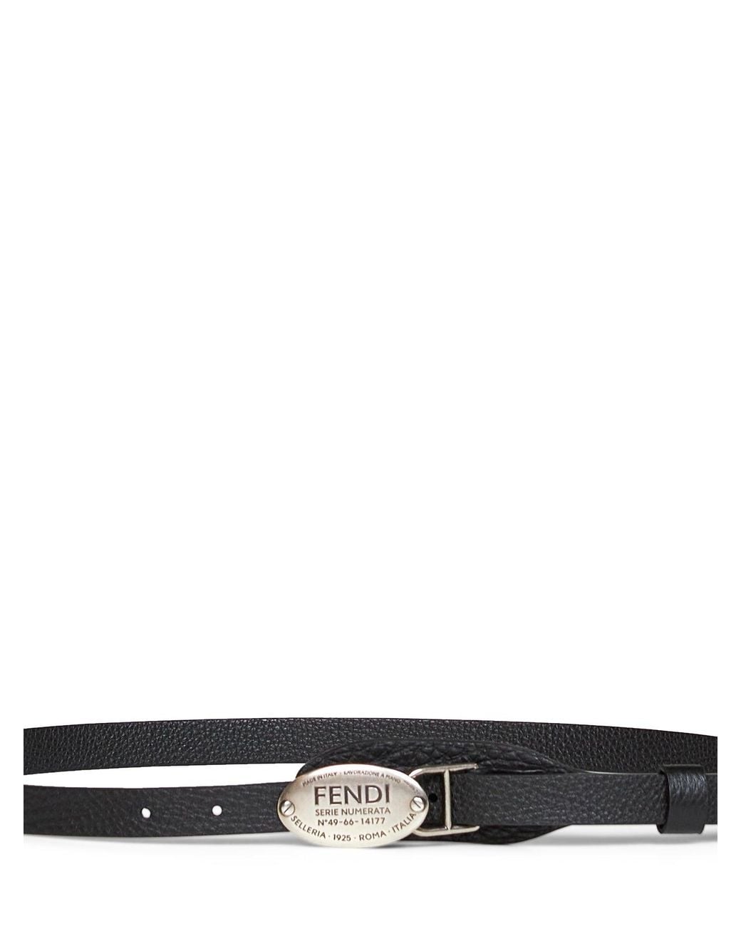 Fendi White Cuoio Romano Leather Long And Slim Belt