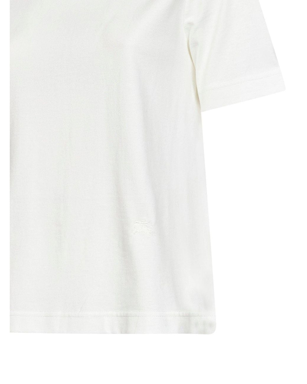 Burberry White Chalk Cotton T-Shirt With Check Ties