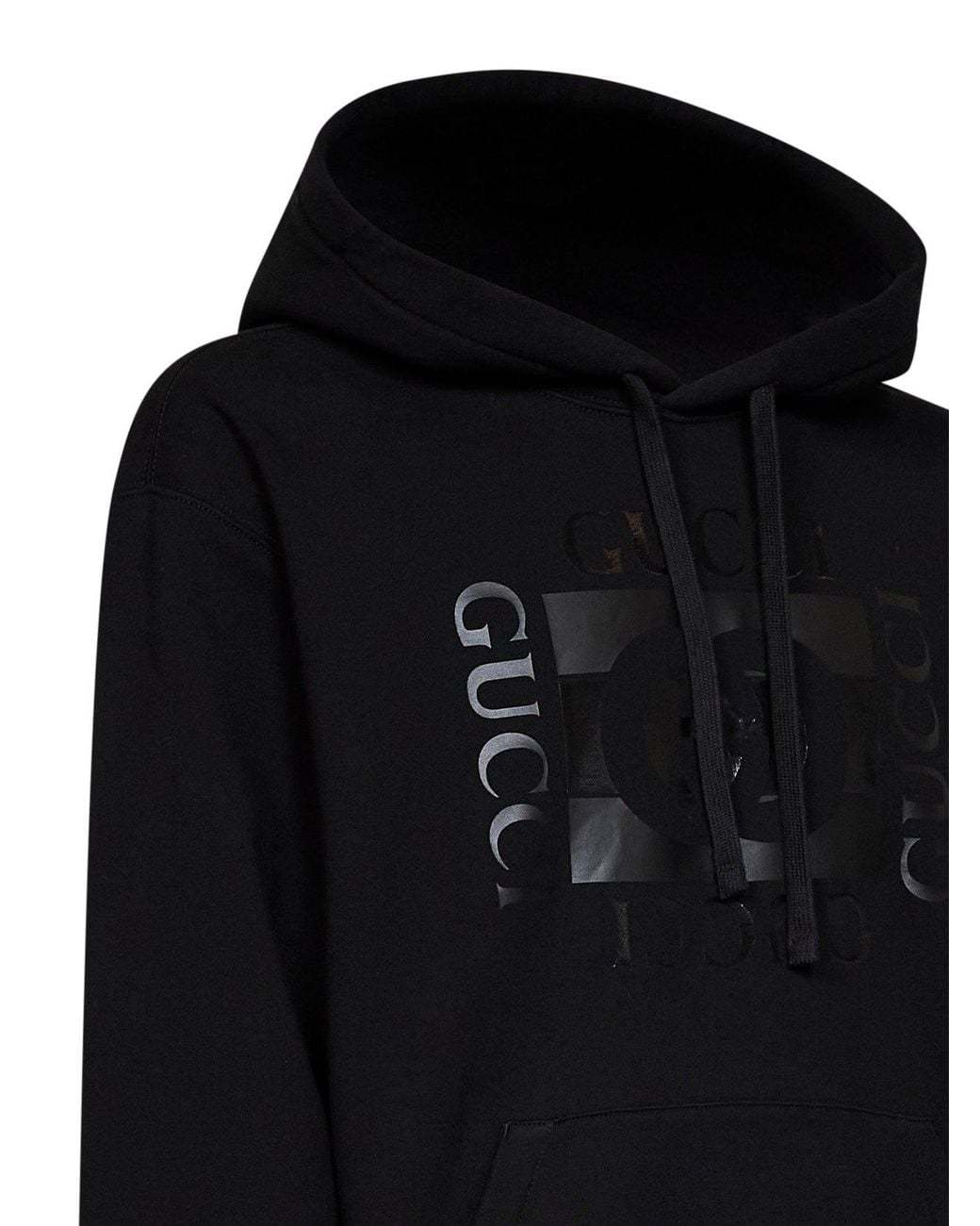 Gucci Black Cotton Jersey Printed Hoodie for men