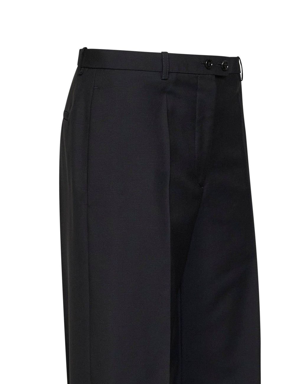 Jil Sander Black Wool-Mohair Canvas Wide-Leg Trousers
