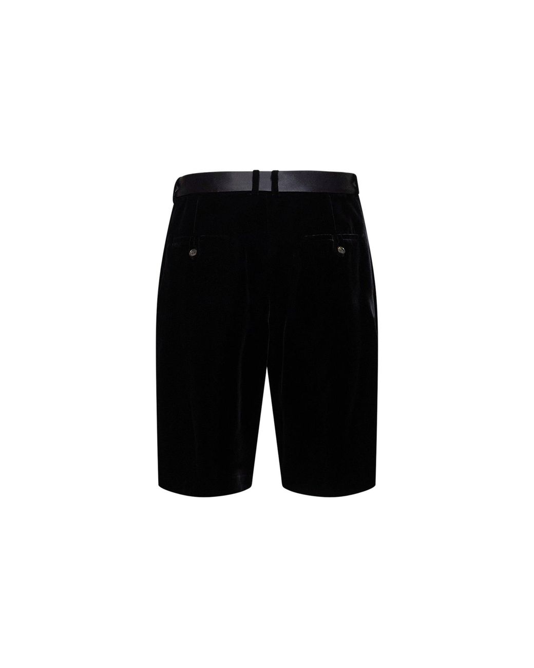 Saint Laurent Black Velvet Tailored Bermuda Shorts With Sash
