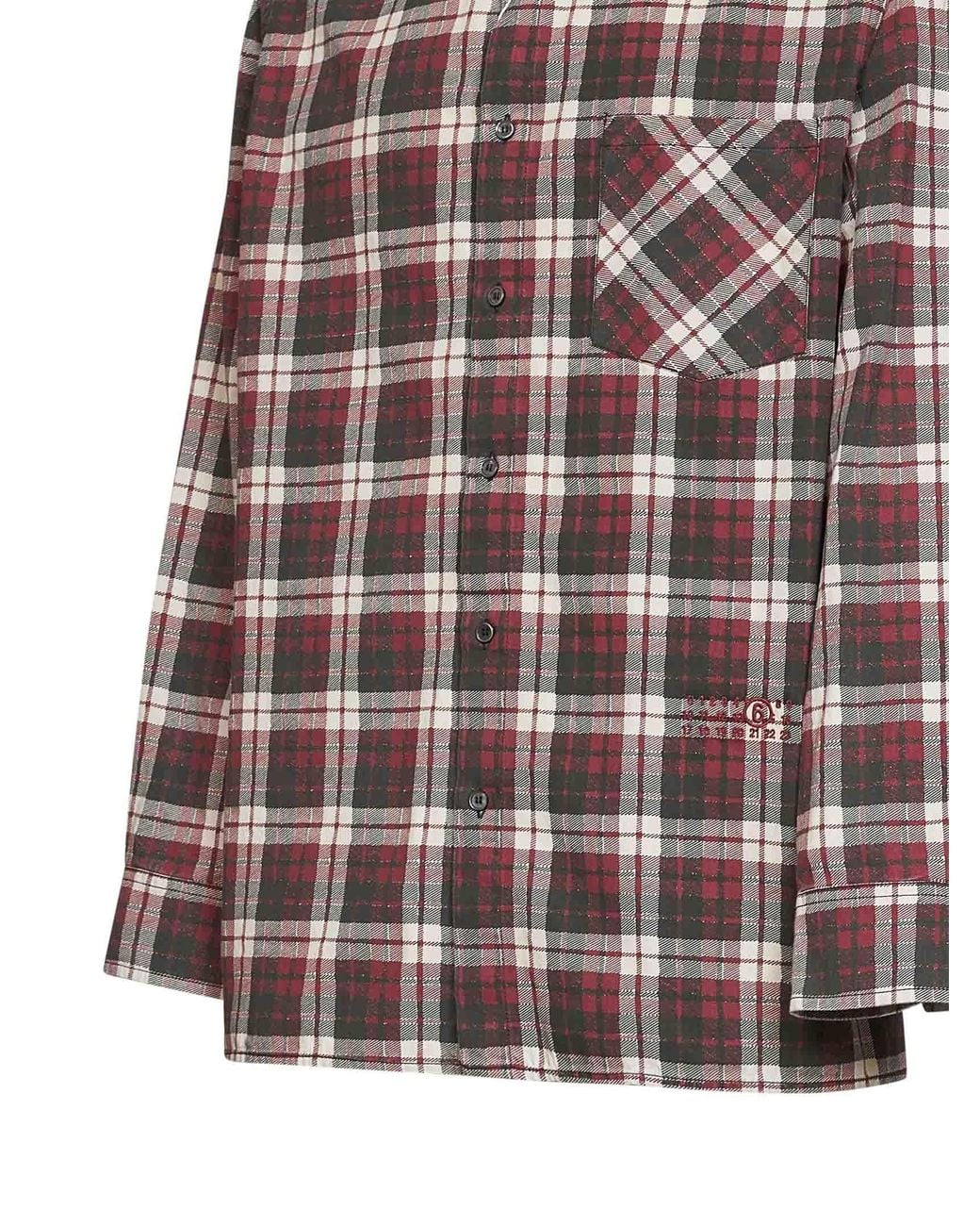 MM6 by Maison Margiela Red Check Cotton Shirt With Numeric Graphic for men