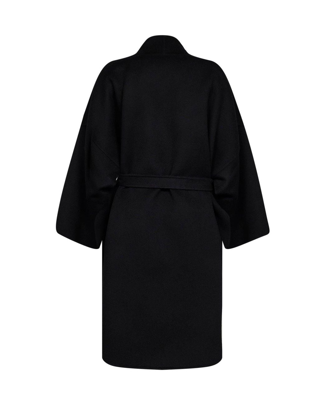 Fendi Black Double-Sided Wool Kimono-Style Midi Belted Coat