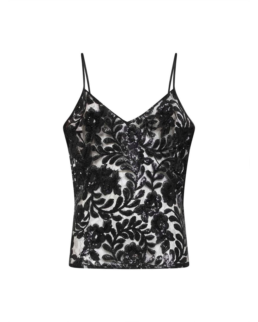 Golden Goose Deluxe Brand Black Sequin-Embroidered Tulle Journey Top