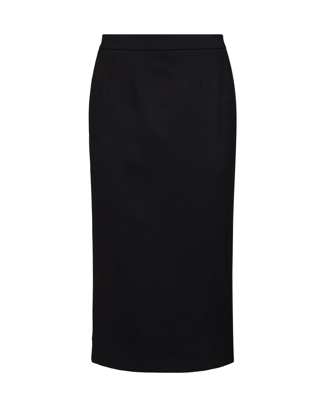 Dolce & Gabbana Black Stretch Wool Midi Pencil Skirt