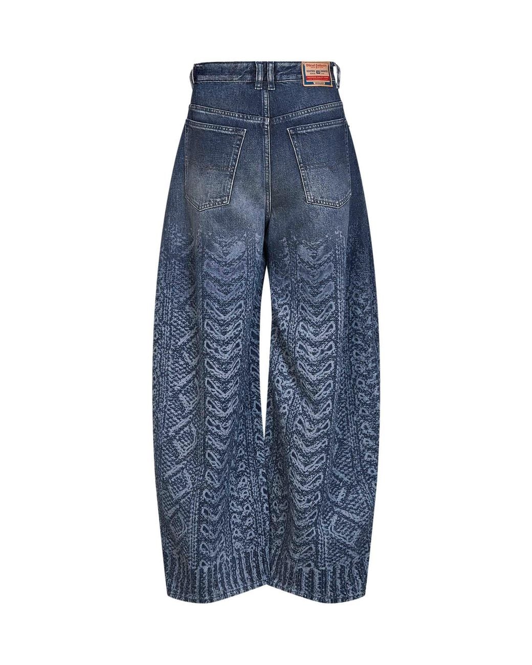DIESEL Blue Cable-Knit Effect Denim 1987 D-Khelz-S2 Wide-Leg Jeans