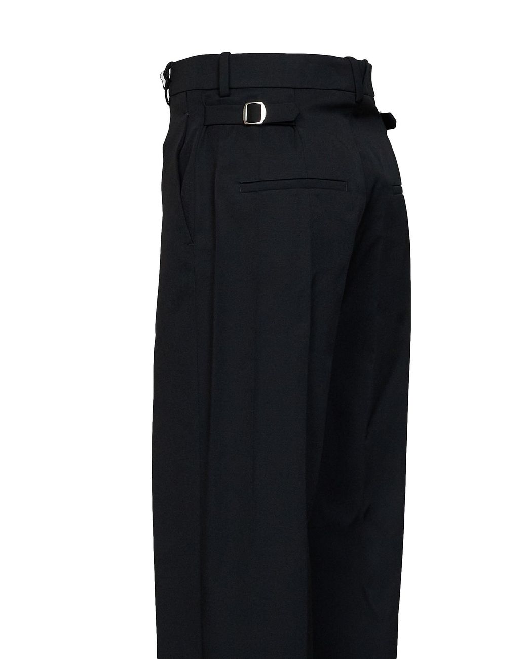 Bottega Veneta Black Grain De Poudre Wool Trousers With Tabs