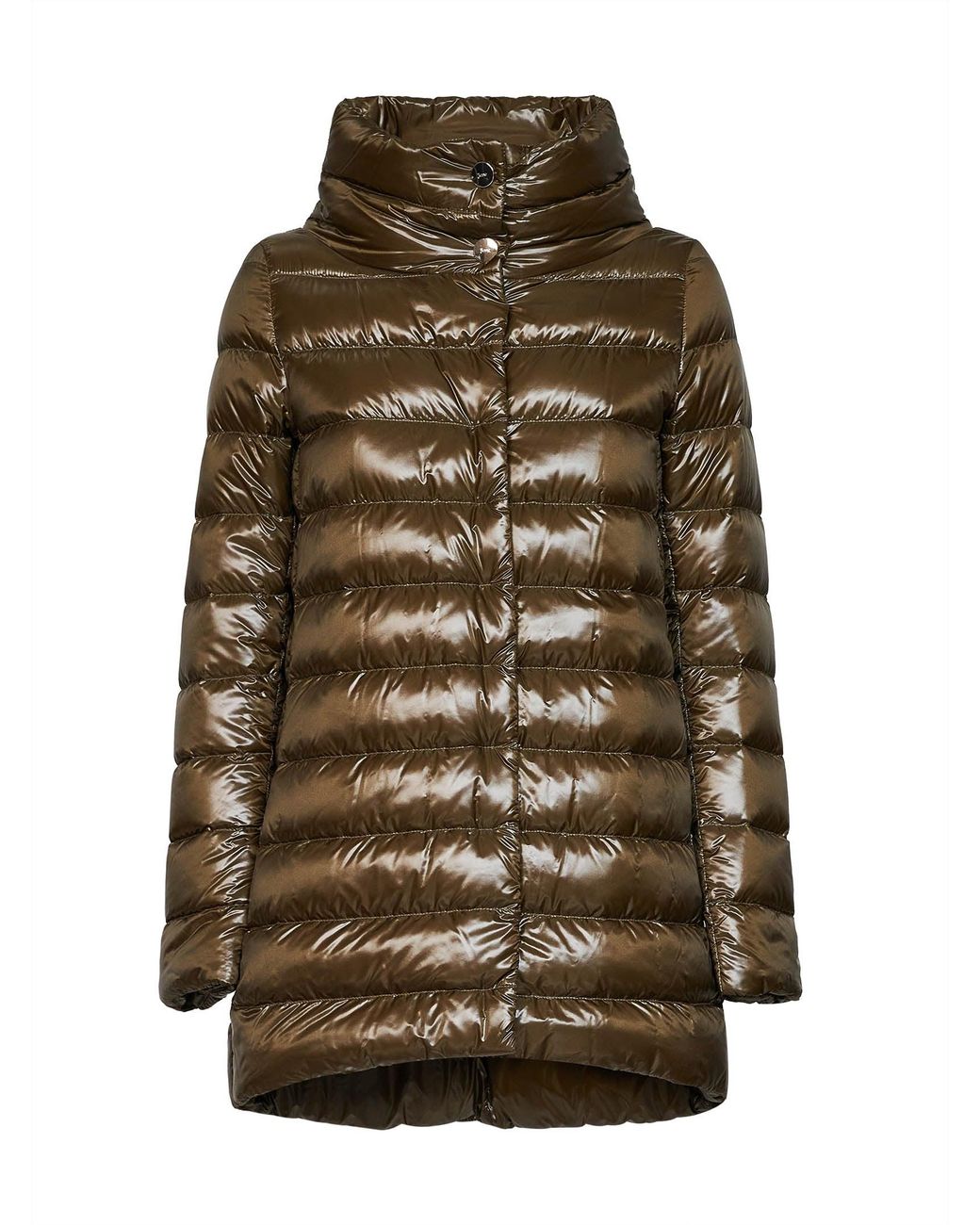 Herno Icons Green Military Ultralight Nylon Amelia A-Shape Down Jacket
