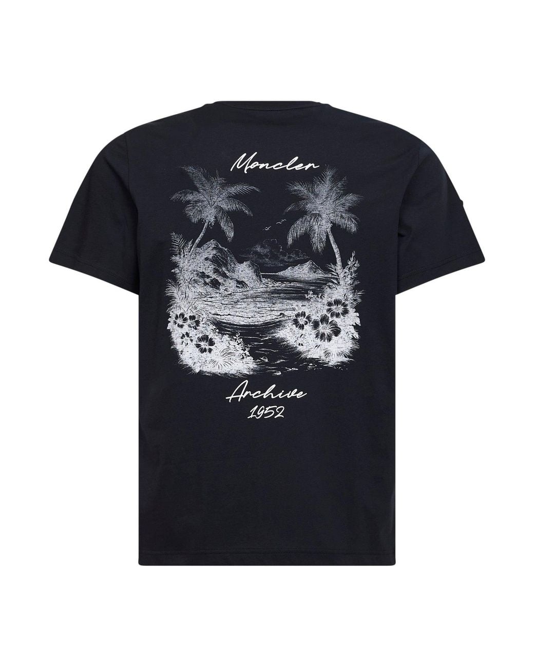 Moncler Black Cotton Jersey Printed T-Shirt for men