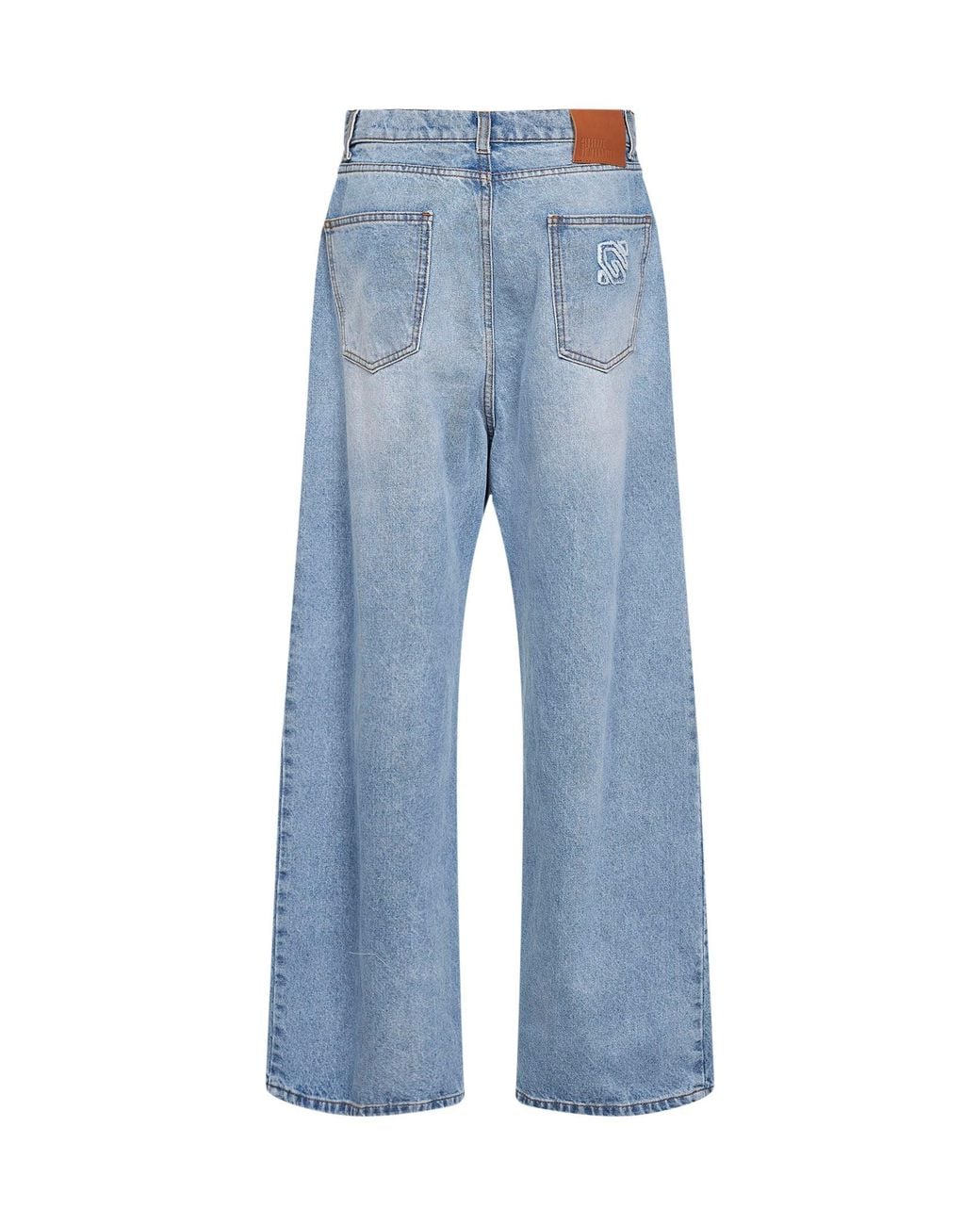 GIUSEPPE DI MORABITO Blue Denim Crystal-Embellished Baggy Jeans