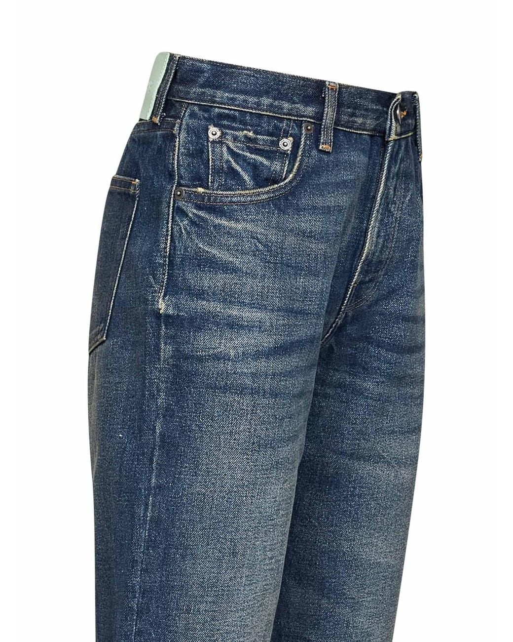 Haikure Blue Cotton Denim Star Straight-Leg Jeans