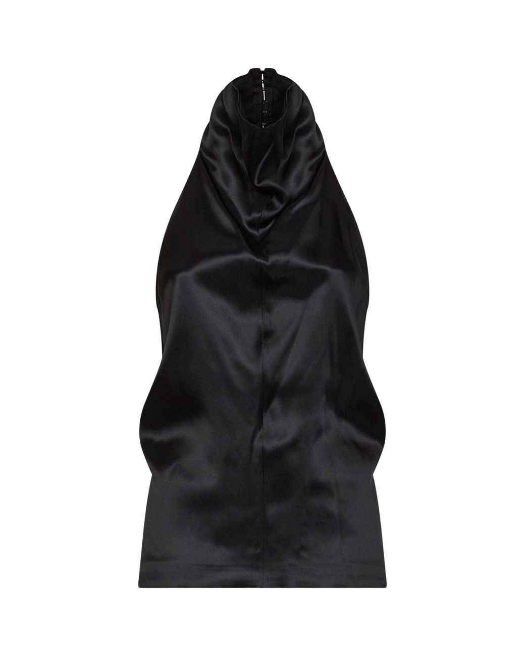 Khaite Black Satin Rone Halter Neck Top