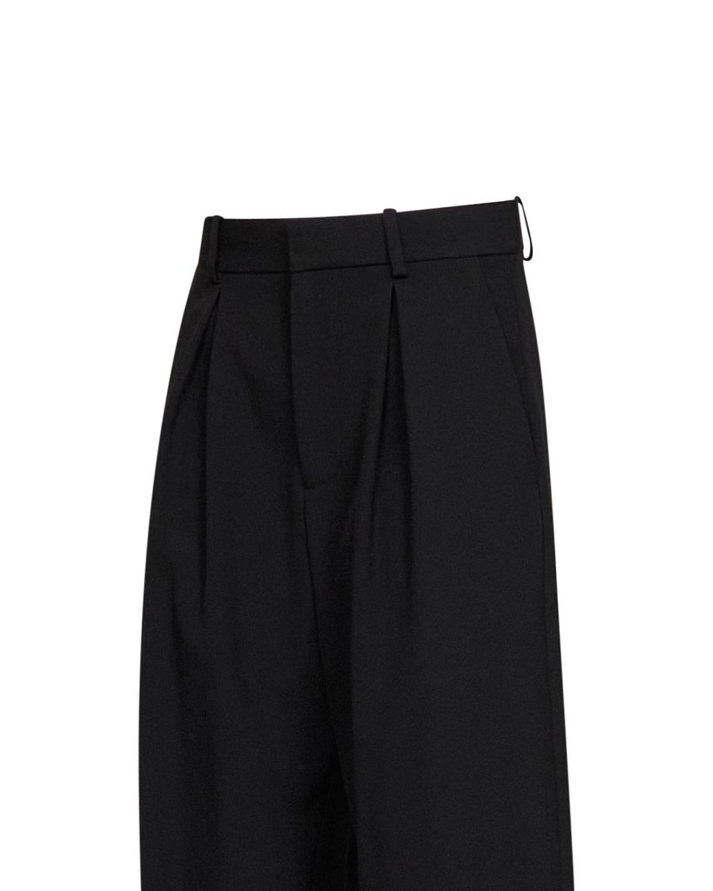MM6 by Maison Margiela Black Wool Blend Pleated Trousers