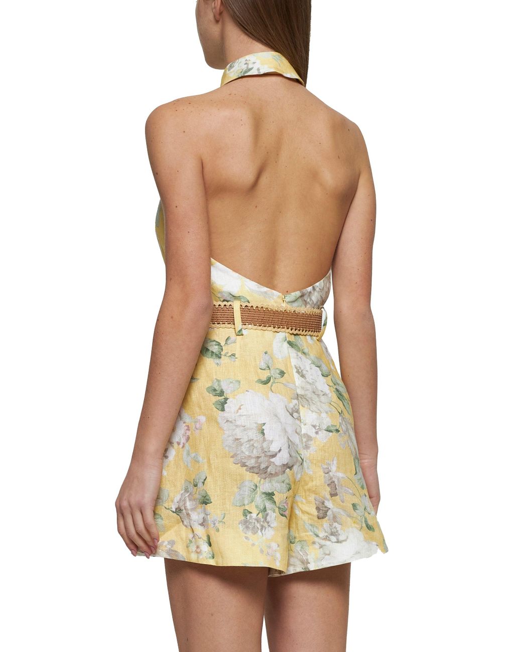 【Zimmermann】Acacia halterneck linen romper Zimmermann Acacia Linen Halter Romper | Saks Fifth Avenue