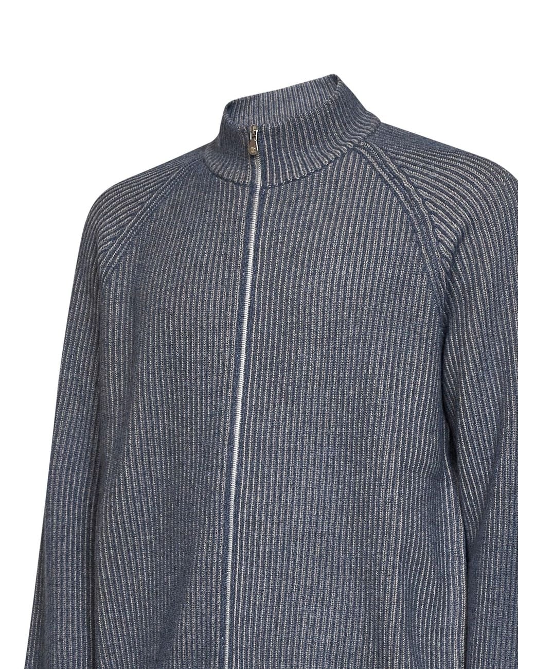 Brunello Cucinelli Gray Cerulean Cashmere Mouliné Knit Zip-Up Cardigan<Br for men