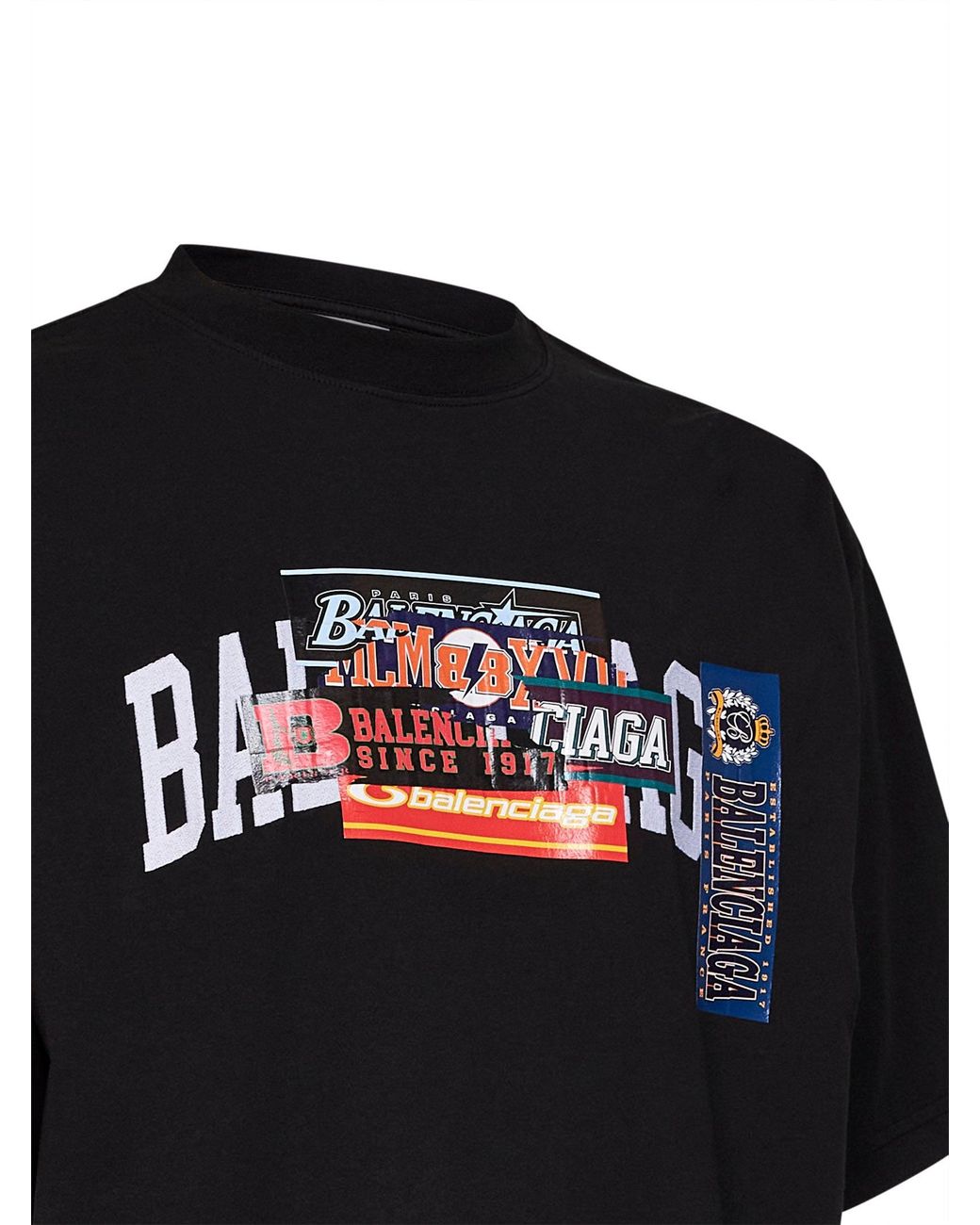 Balenciaga Black Bumper Stickers Medium Fit T-Shirt for men