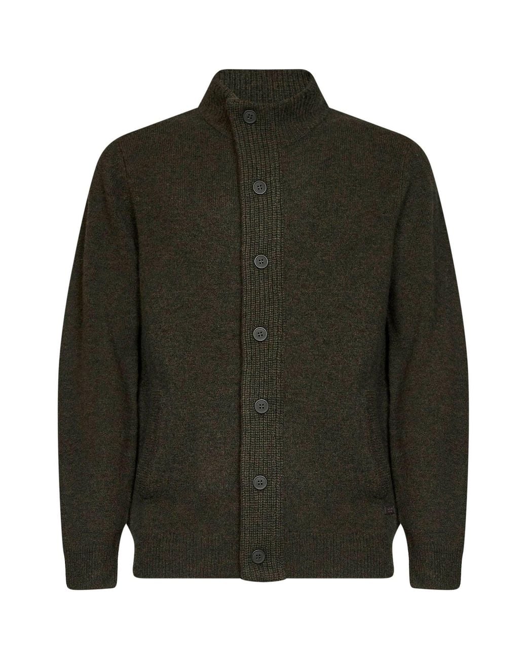Barbour Green Seaweed Wool Zip-Up And Buttoned Cardigan With Patches for men