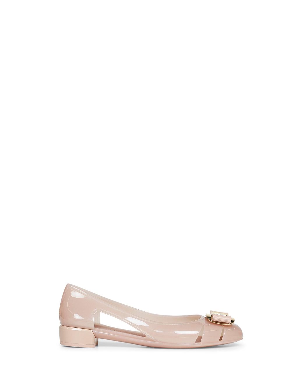 Ferragamo Pink Dusty Rubber Nara Jelly Ballet Flats