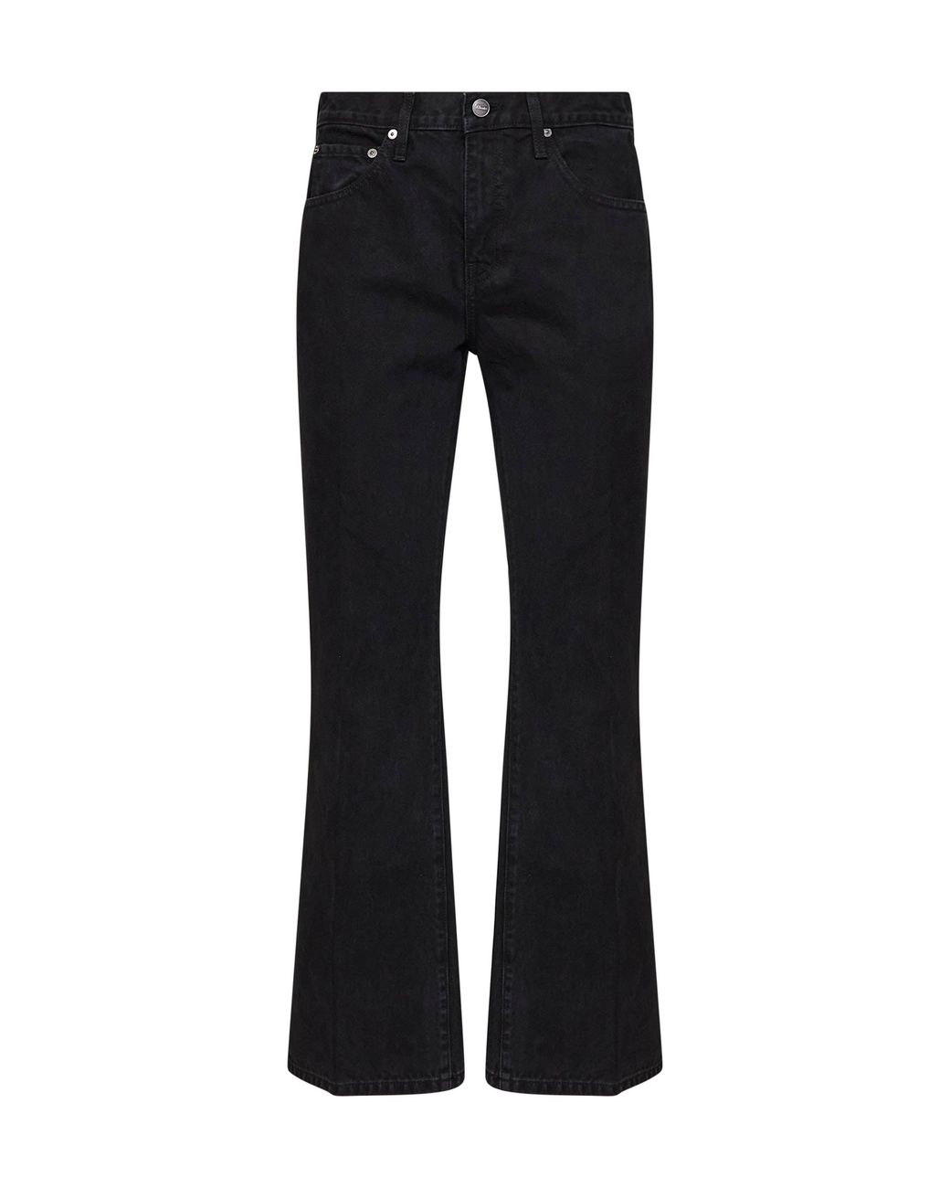 Khaite Black Cotton Denim Clara Flared Cropped Jeans