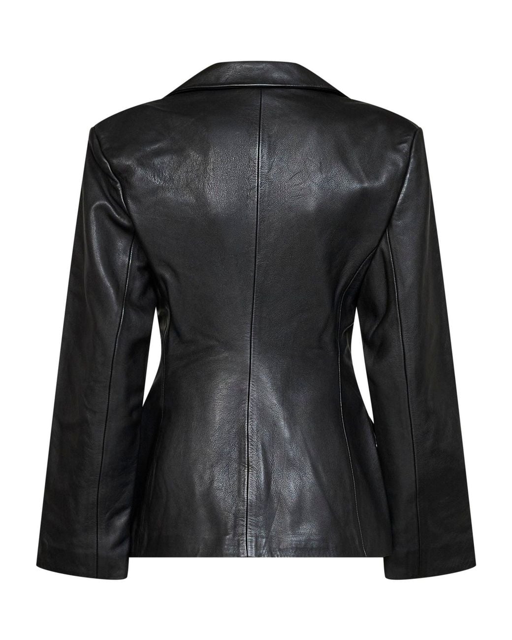 Alex Perry Black Leather Contour Single-Breasted Blazer