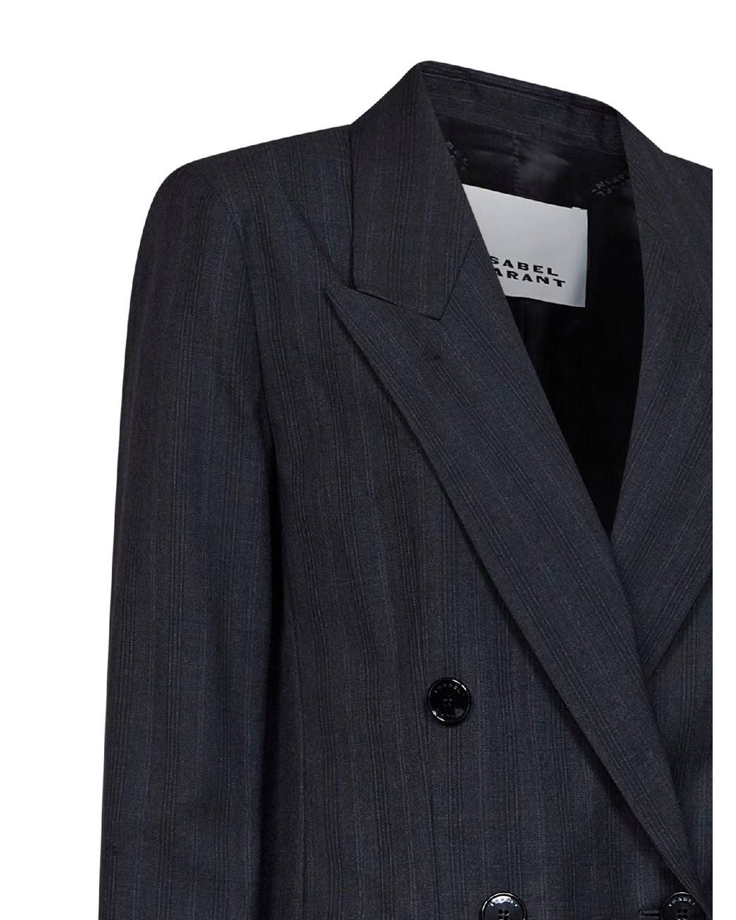 Isabel Marant Blue Marant Etoile Dark Anthracite Check Stretch Wool Jevima Double-Breasted Blazer