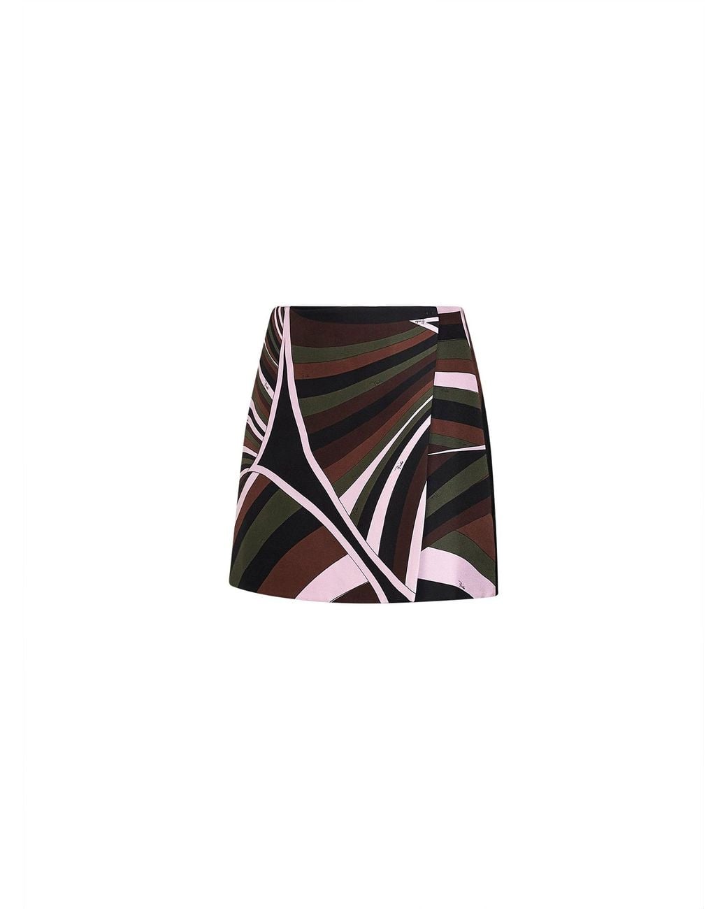 Emilio Pucci Black Khaki And Iride-Print Crêpe De Chine Mini Skirt