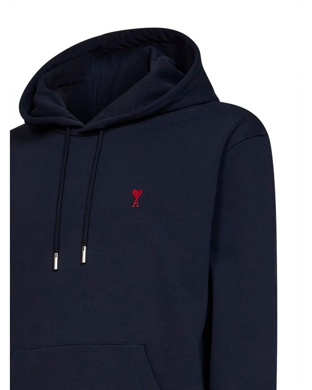 AMI Blue Midnight Cotton Ami De Cœur Hoodie for men