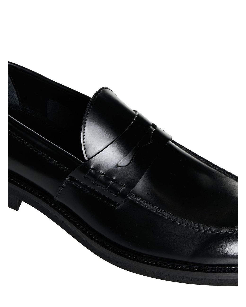D 40 Black Leather Penny Loafers for men