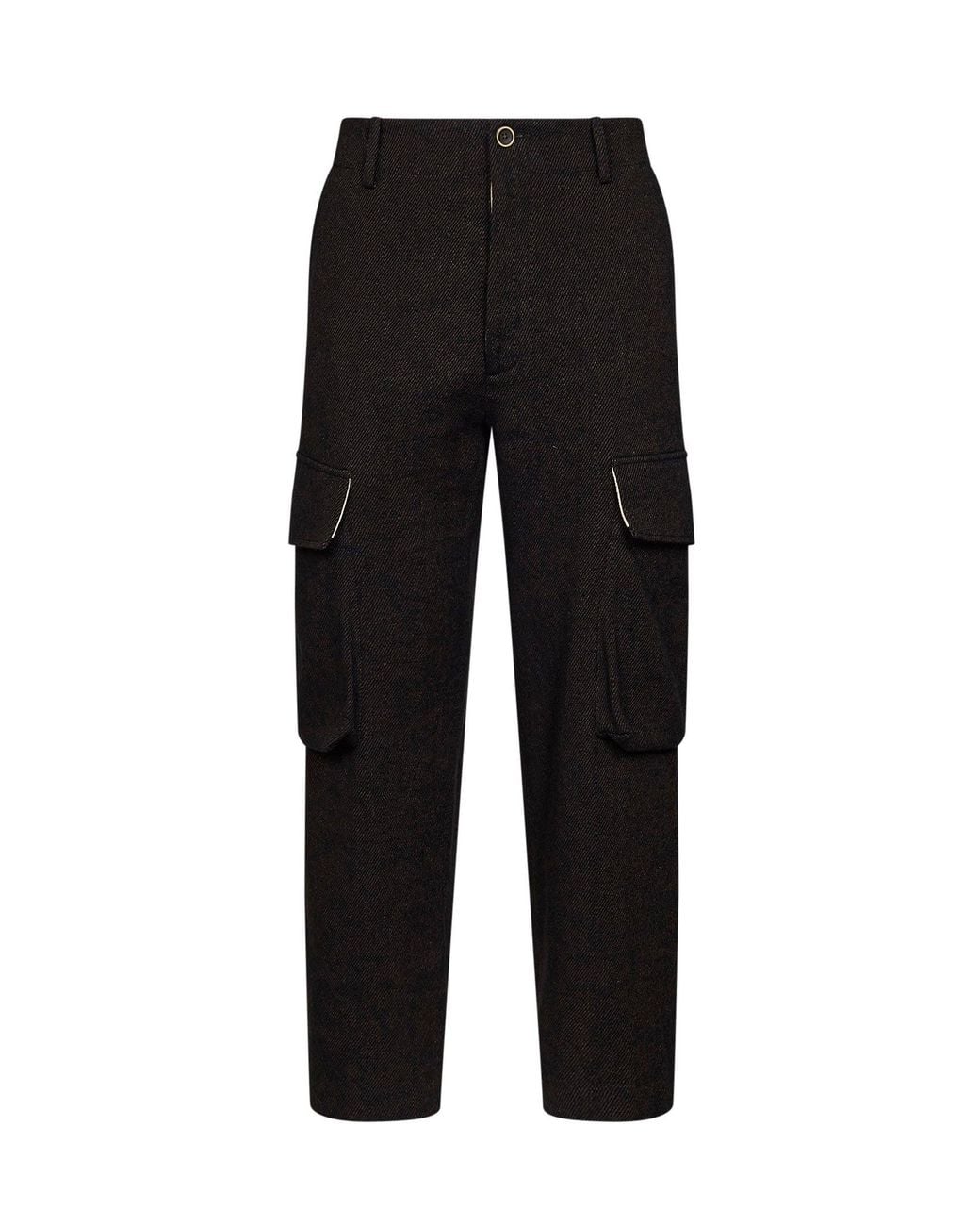 Uma Wang Black And Wool Blend Twill Paxton Cargo Trousers for men
