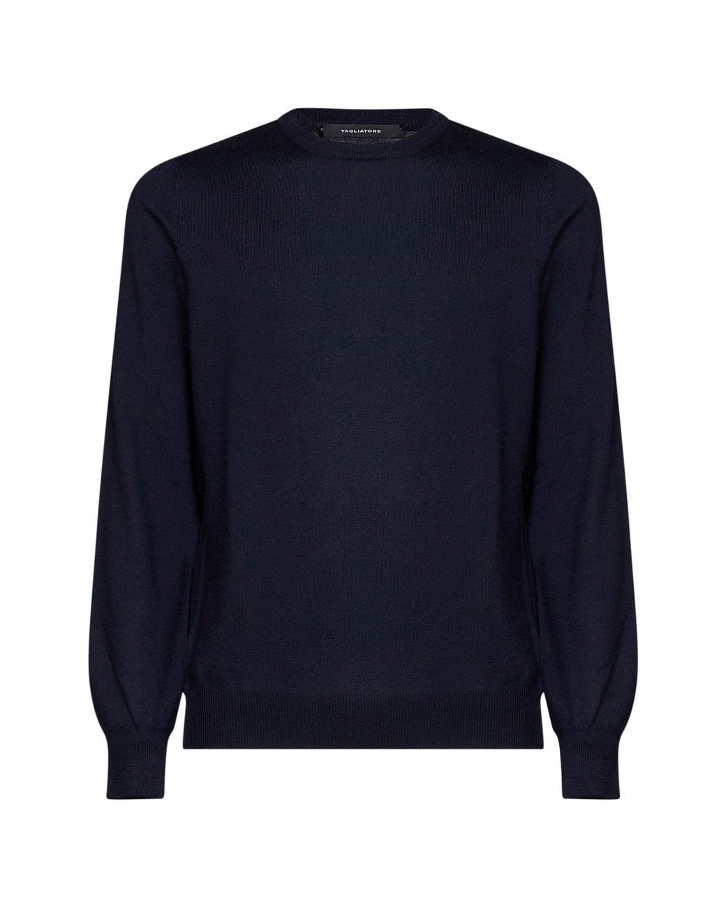 Tagliatore Blue Virgin Wool Knit Marley Crewneck Sweater for men