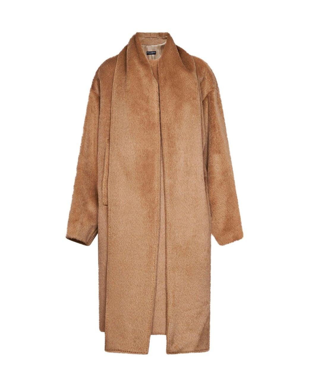 Dolce & Gabbana Brown Dark Alpaca And Virgin Wool Scarf Coat