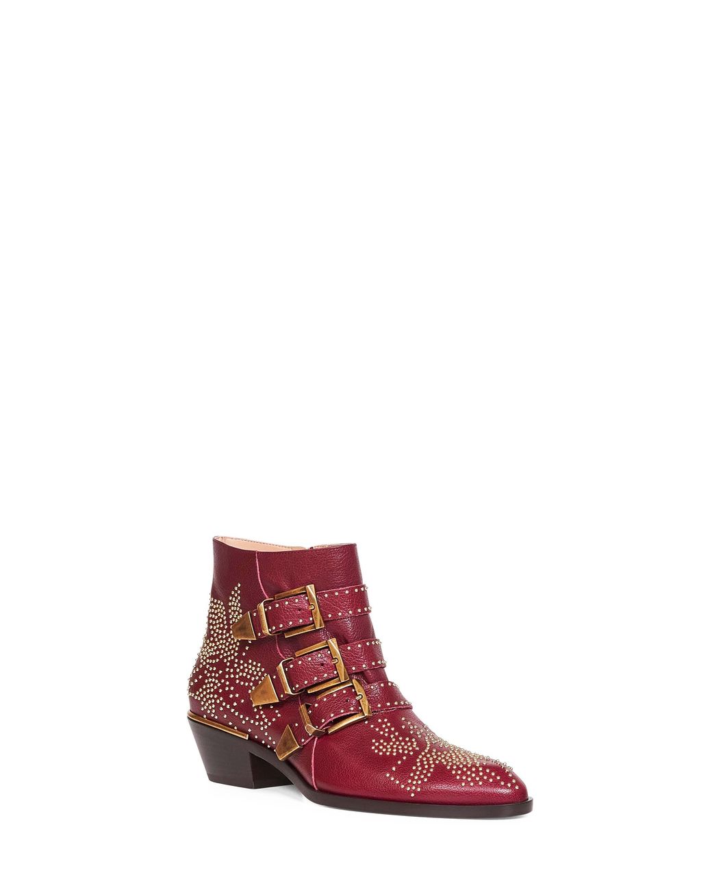 Chloé Red Chloã Grenat Leather Susanna Ankle Boots