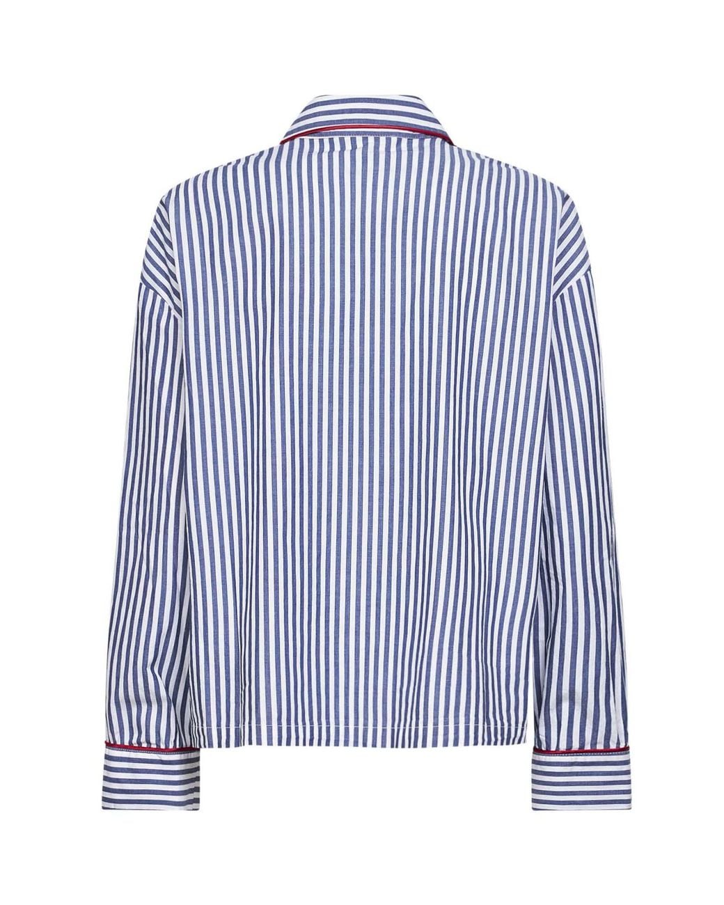 Mc2 Saint Barth Blue Striped Poplin Astra Pajama-Style Shirt