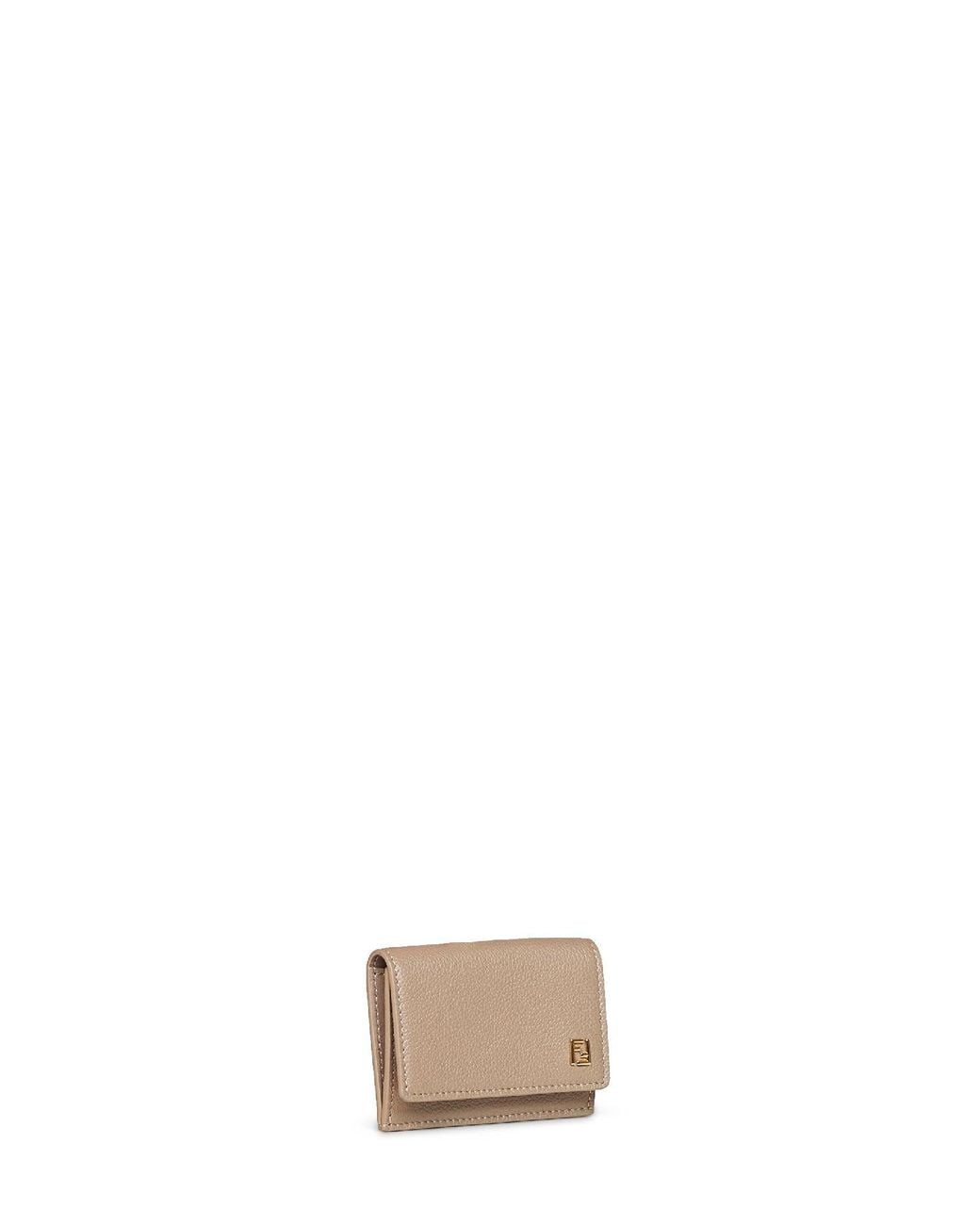 Fendi White Dove Full-Grain Leather Ff Credit Card Holder