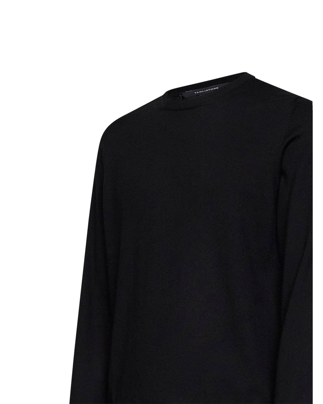 Tagliatore Black Virgin Wool Knit Marley Crewneck Sweater for men