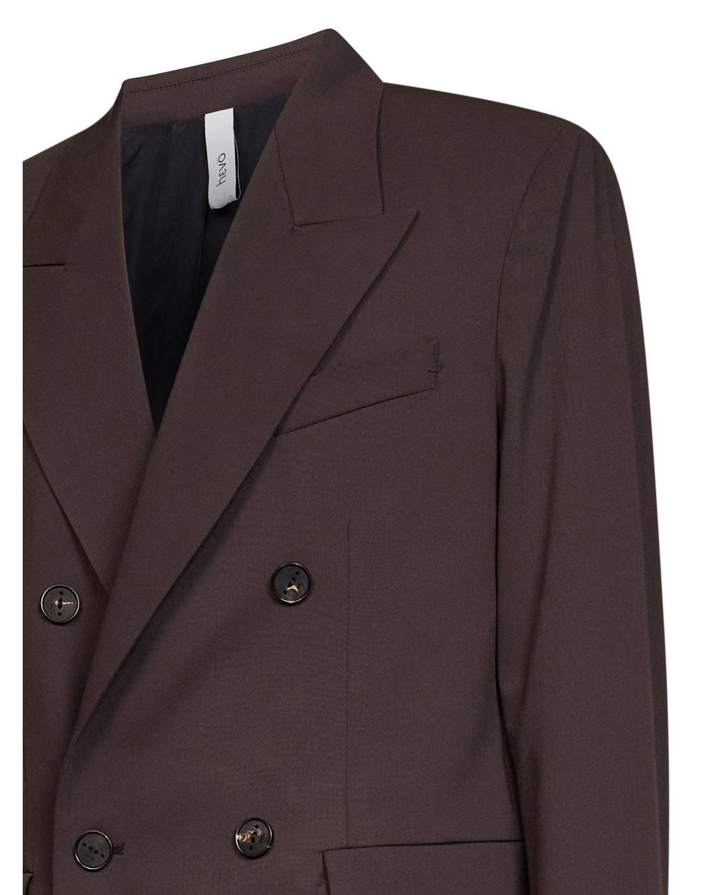 Hevò Brown Double-Breasted Rodi Suit Canvas Polyester Suits for men