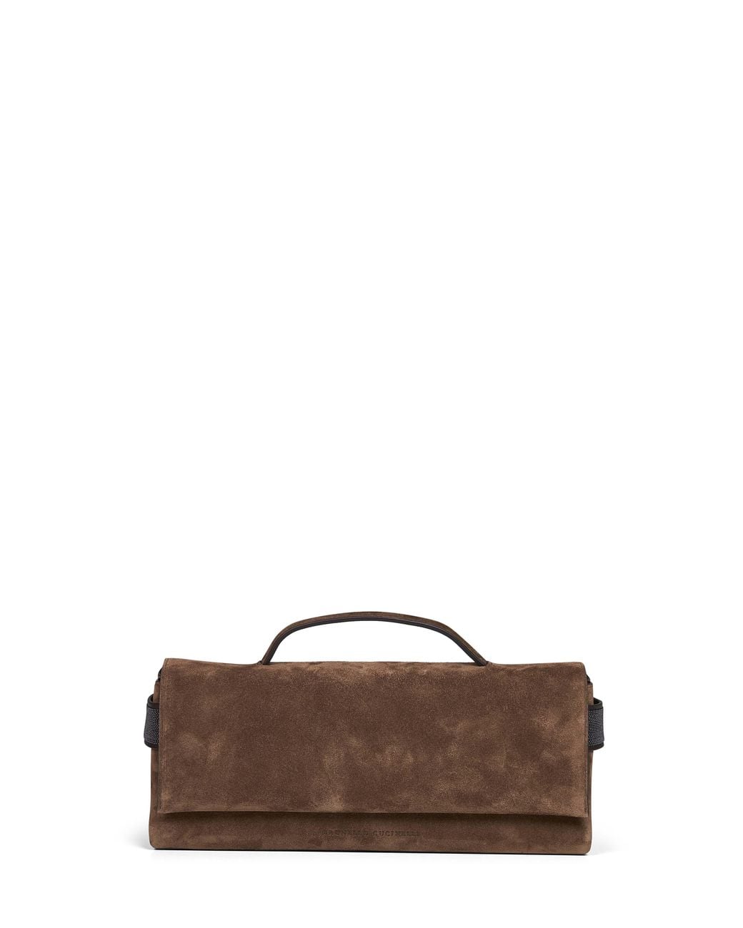 Brunello Cucinelli Brown Caramel Clutch Essence Top-Handle Bag