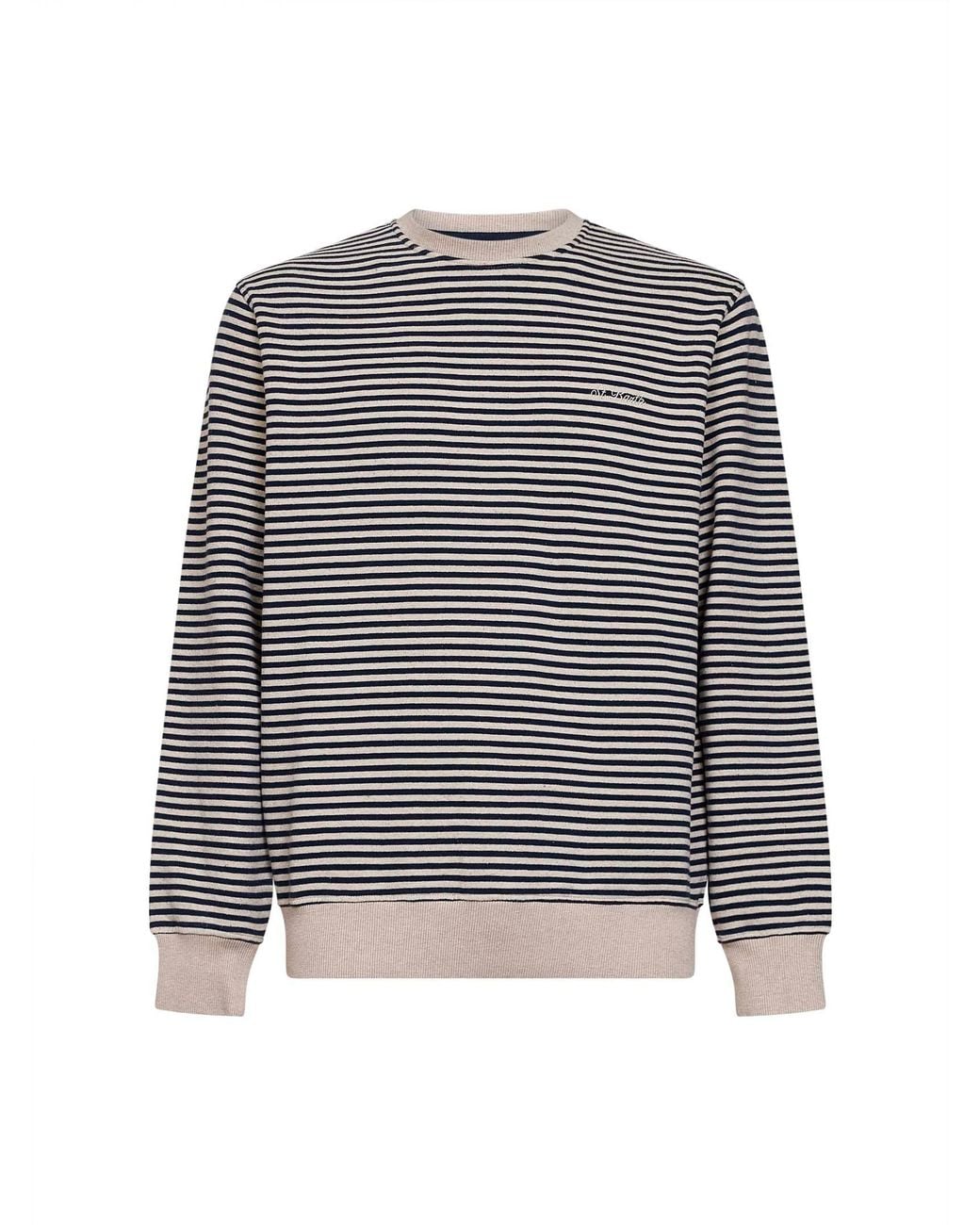 Mc2 Saint Barth White And Cream Striped Cotton And Linen Ponza Sweatshirt for men