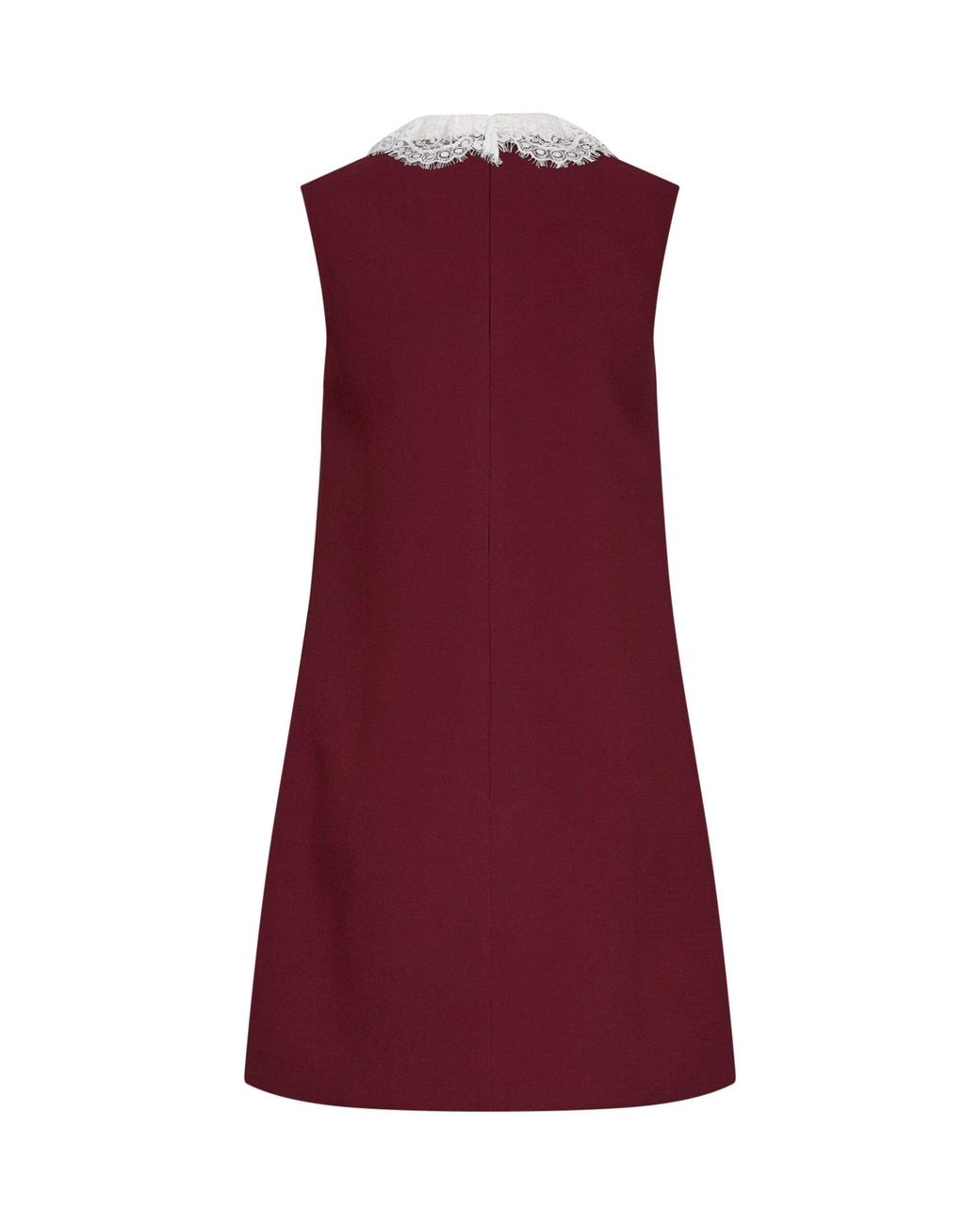 Self-Portrait Red Self Portrait Burgundy Crepe Mini Dress With Lace Collar