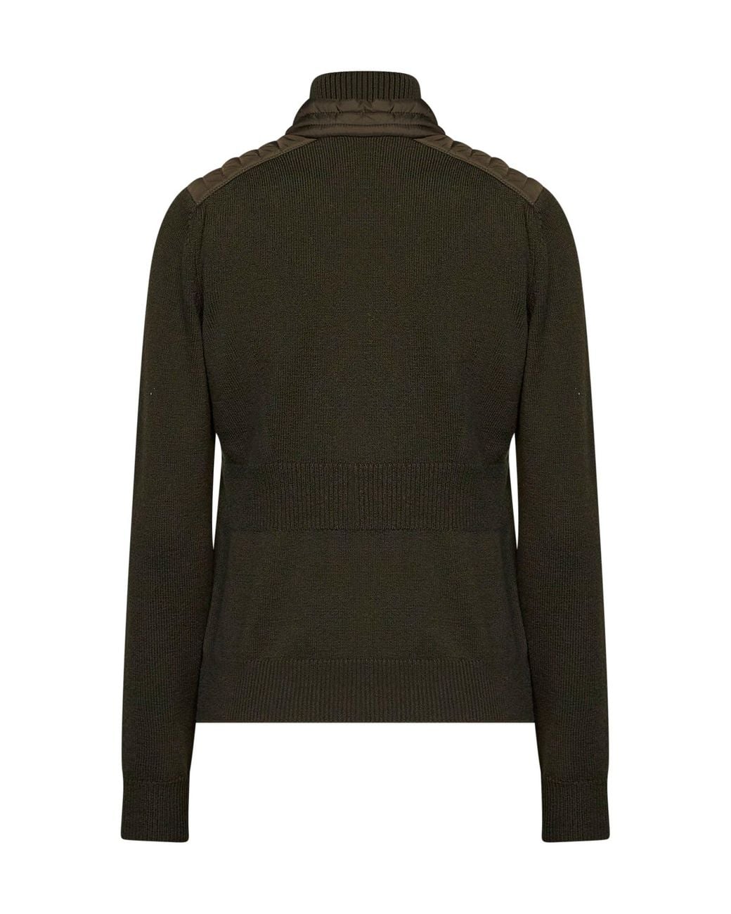 Moncler Brown Dark Stretch Wool-Blend Padded Cardigan