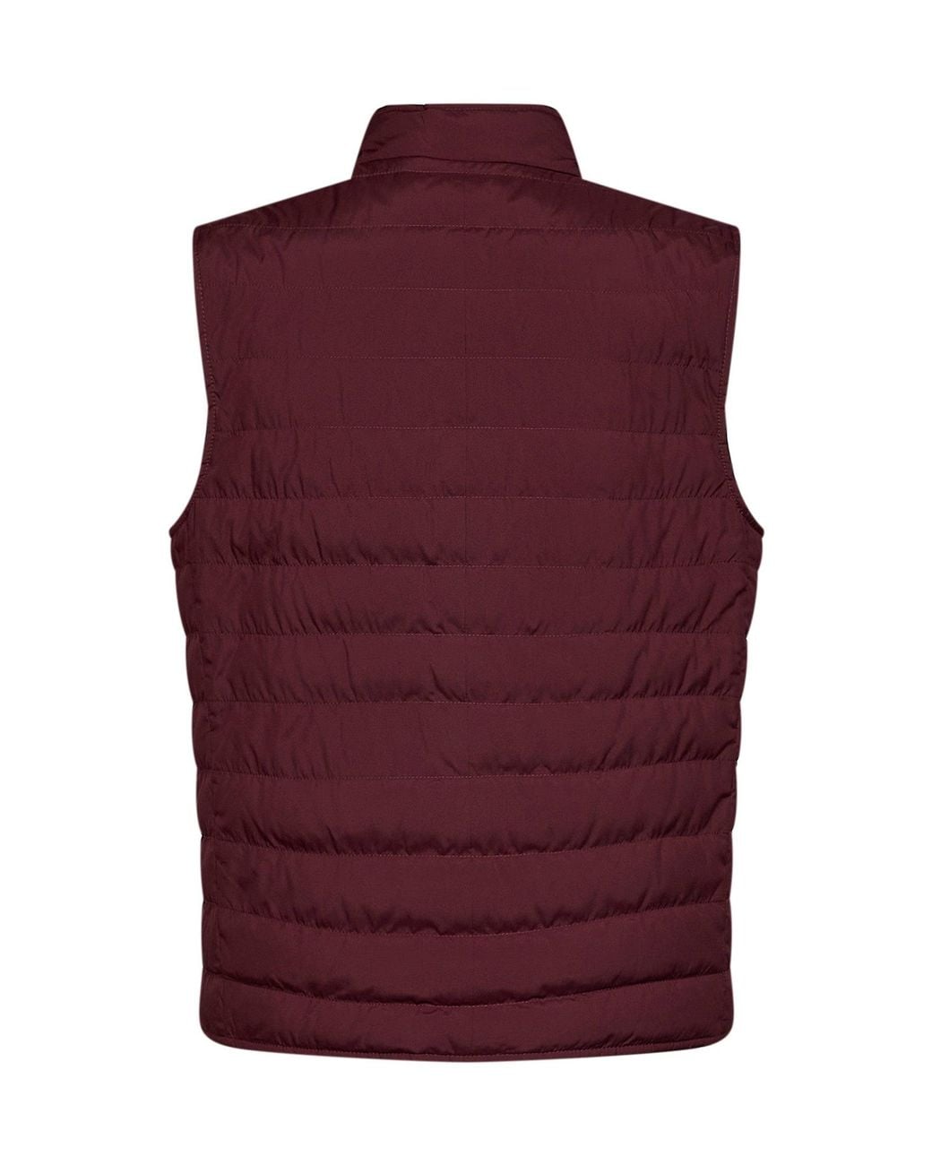 Brunello Cucinelli Purple Burgundy Bonded Nylon Padded Vest for men